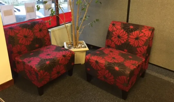 Seating area in the agency’s office